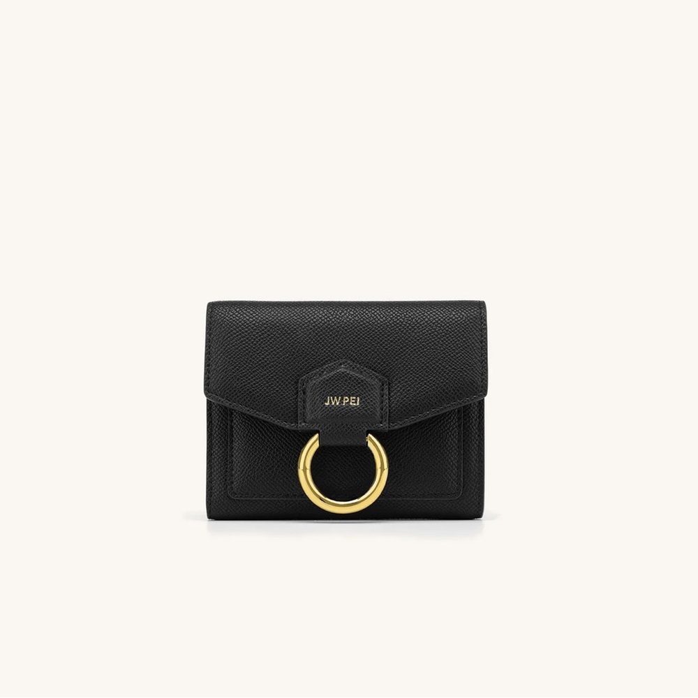 JW PEI STELLA WALLET - BLACK GRAINED VEGAN LEATHER